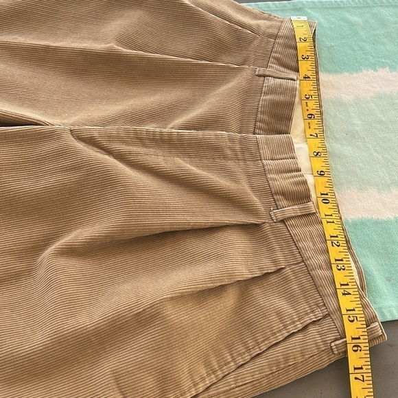 Haggar Men’s Wide Wale Corduroy Pleated Pants Tan Khaki 34x30 USA - Picture 10 of 12